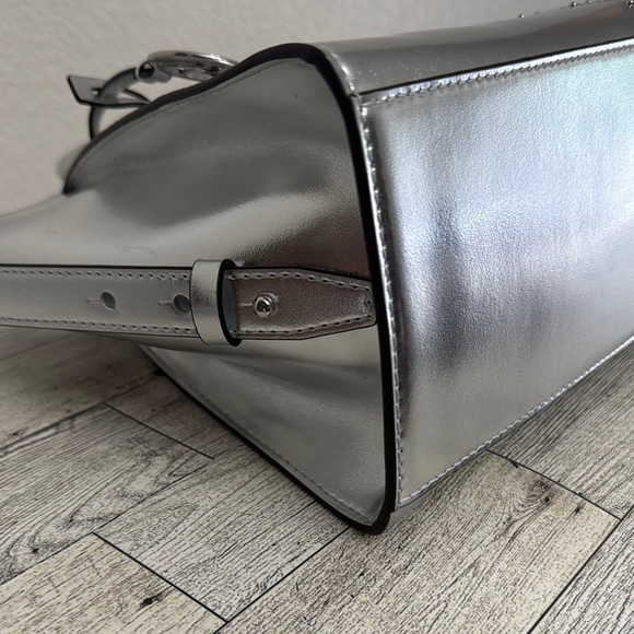 Michael Kors Avril Small Silver Satchel NWT - Picture 7 of 16